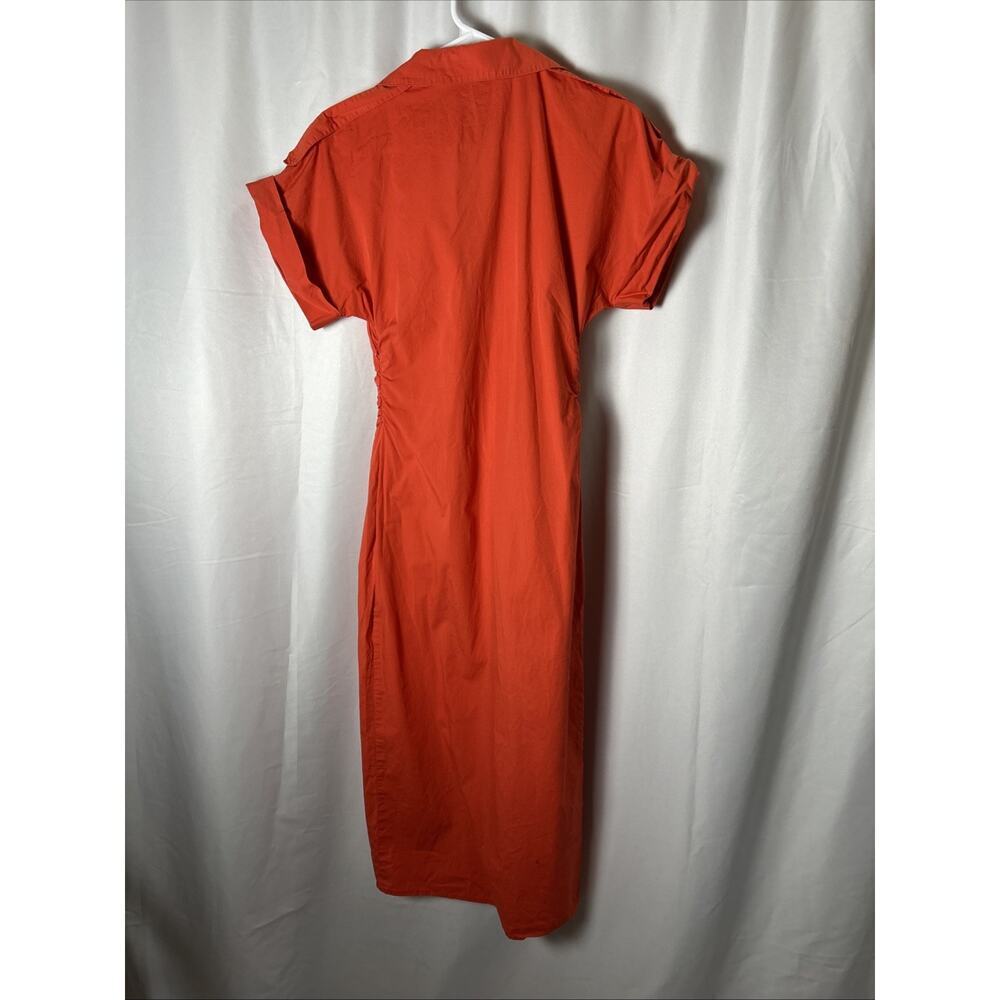 Saunders x RTR Red Ruched Shirt Dress - Picture 4 of 5